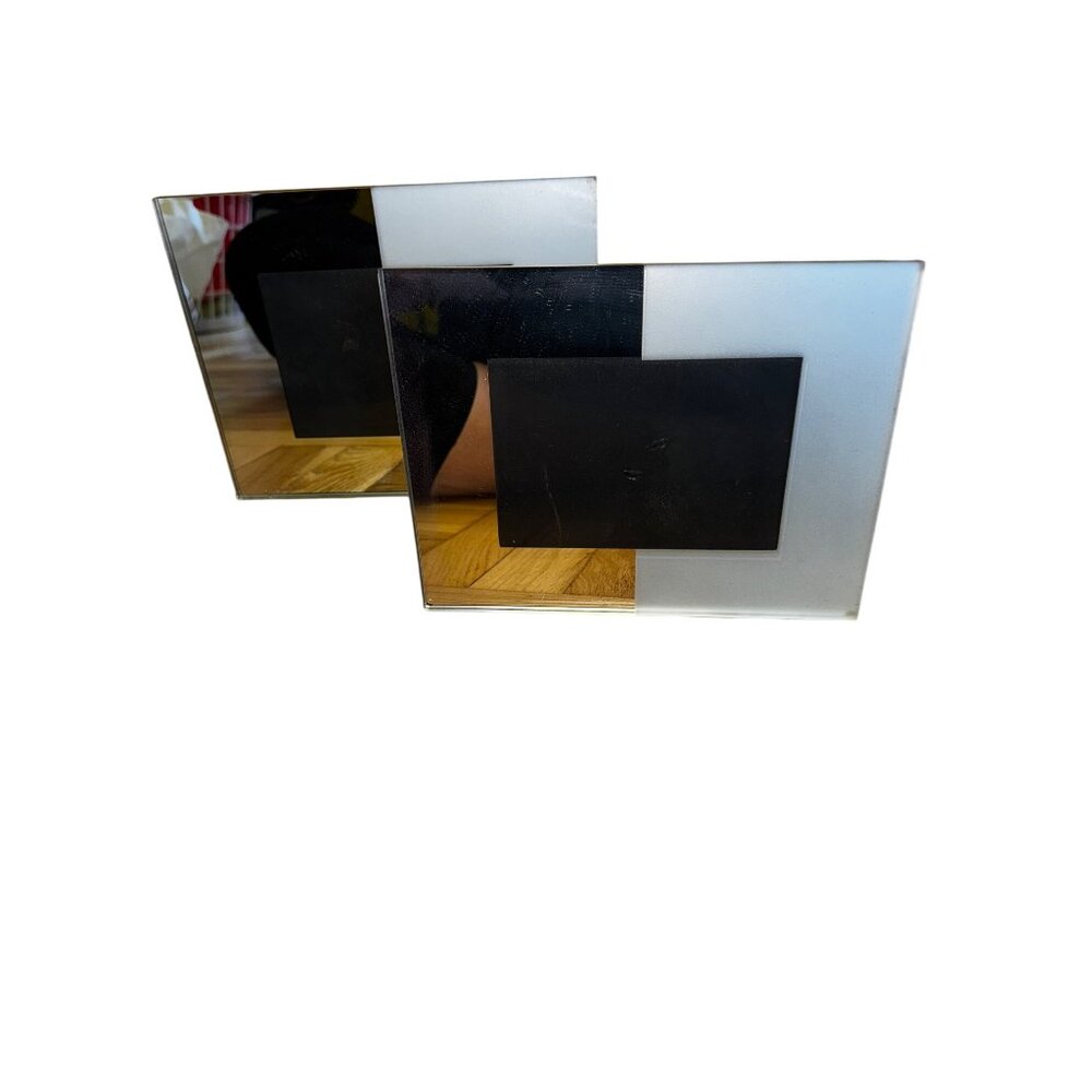 Vtg Illuminations Soma 4X6 Mirror Frame Black Backing Set of two Glass Eighties‎